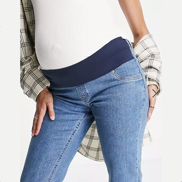 ASOS Maternity Medium Blue Waistband Support Slim Mom Jeans size 14 - Picture 3 of 9